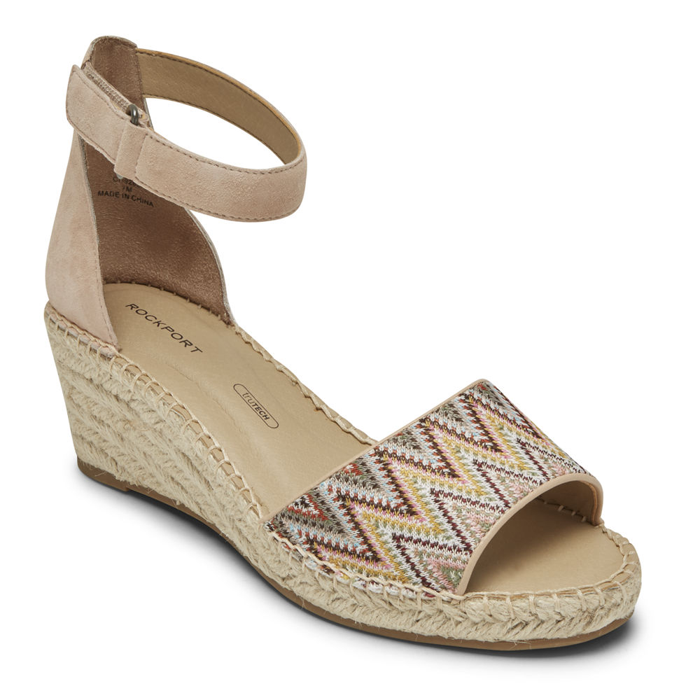 Rockport Womens Marah Woven Ankle Strap - Sandals Khaki - BLW953106